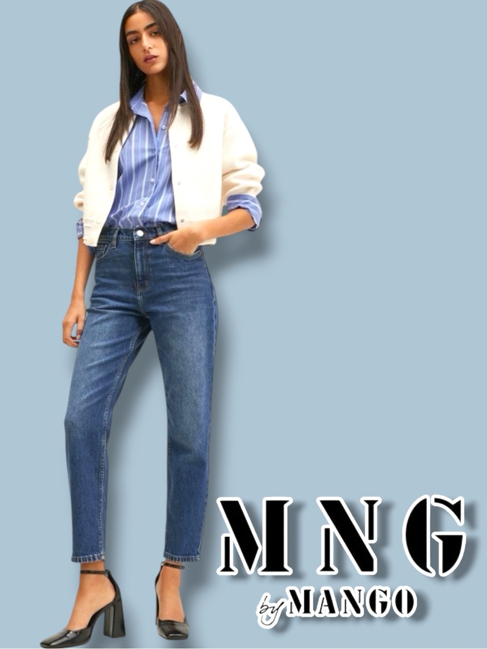 MNG By Mango High Rise Mom Jeans. Size US 4